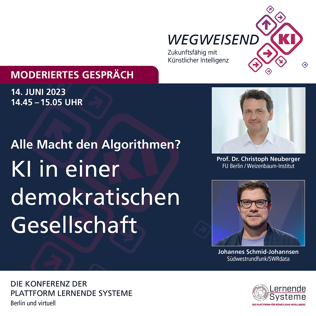 KI gestalten (@lernendesysteme) on Twitter photo Alle Macht den Algorithmen? Was #ChatGPT & Co. für #Journalismus und #Demokratie bedeuten, diskutieren <a href="/schmdjhnnsn/">Hannes</a> <a href="/SWRdata/">SWR Data Lab</a> und C. Neuberger <a href="/JWI_Berlin/">Weizenbaum-Institut</a> <a href="/FU_Berlin/">Freie Universität</a> am 14.6. auf der #PLSKonferenz2023
👉Anmeldung und Programm: plattform-lernende-systeme.de/plattformkonfe…
<a href="/DJVde/">Journalisten-Verband (DJV) @DJV@federated.press</a> <a href="/journ_online/">journalist</a> #ki #data Alle Macht den Algorithmen? Was #ChatGPT & Co. für #Journalismus und #Demokratie bedeuten, diskutieren <a href="/schmdjhnnsn/">Hannes</a> <a href="/SWRdata/">SWR Data Lab</a> und C. Neuberger <a href="/JWI_Berlin/">Weizenbaum-Institut</a> <a href="/FU_Berlin/">Freie Universität</a> am 14.6. auf der #PLSKonferenz2023
👉Anmeldung und Programm: plattform-lernende-systeme.de/plattformkonfe…
<a href="/DJVde/">Journalisten-Verband (DJV) @DJV@federated.press</a> <a href="/journ_online/">journalist</a> #ki #data