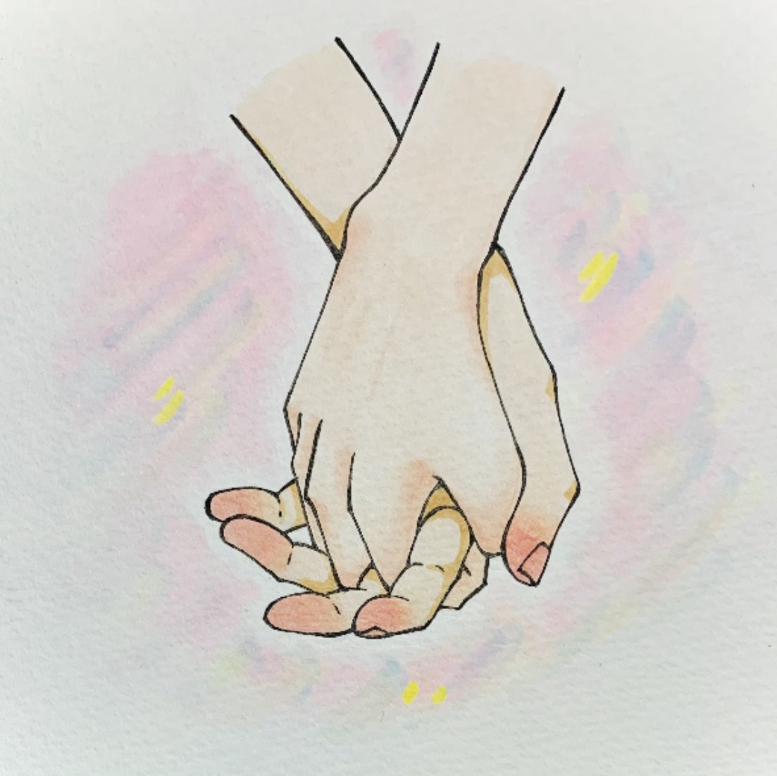holding hands pink nails fingernails traditional media 1girl out of frame simple background  illustration images
