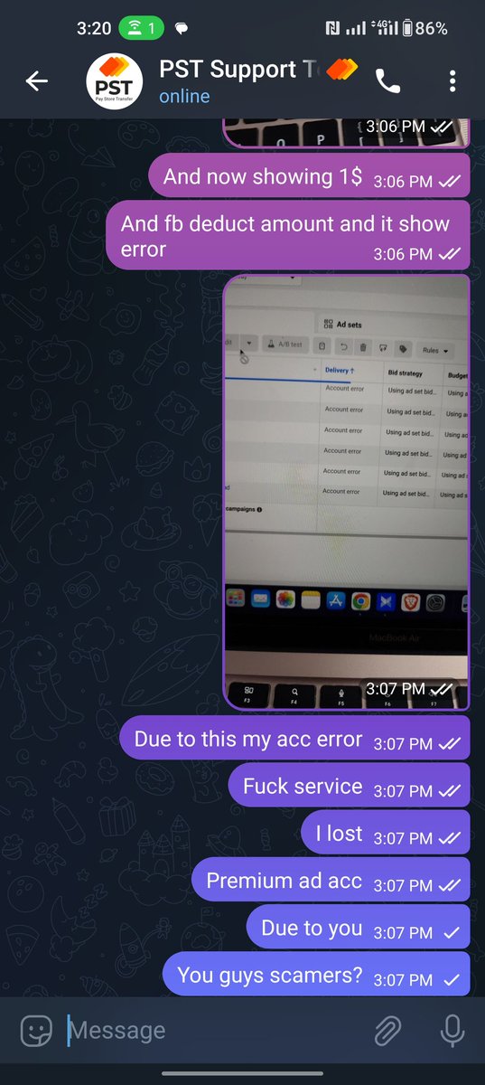 RijexNews's tweet photo. @pstdotnet Hello this is trust level. I added 25$ and fb deduct around 15 and u deduct 25. And no support on telegram no reply https://t.co/616WInypZS