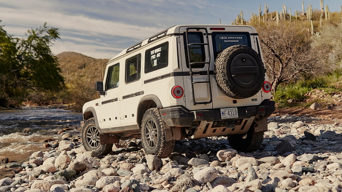 INEOSGrenadier's tweet photo. Pre-orders in the United States and Canada for the #INEOSGrenadier will open very soon. Stay tuned for updates. ​

Build yours today: https://t.co/19EjizAQlj ​

​*Pre-production vehicle driven by a professional driver on a closed course.​
​
#Grenadier #BuiltOnPurpose #4X4 https://t.co/SDe9fOq7N7