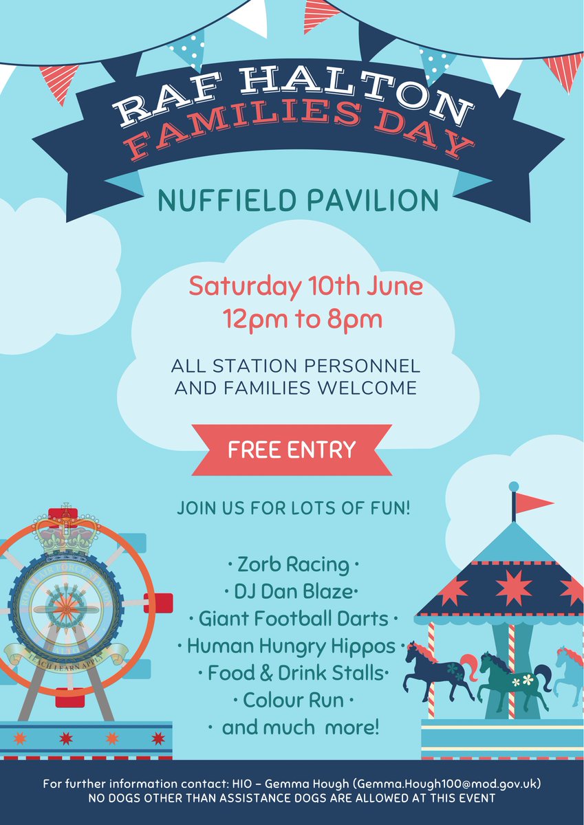 RAF_Halton_HIVE's tweet photo. All Station Personnel &amp; Families Welcome.

@RAFHIVE @RAFHalton #FamiliesDay #ServicePersonnel https://t.co/oVtSeL2thn