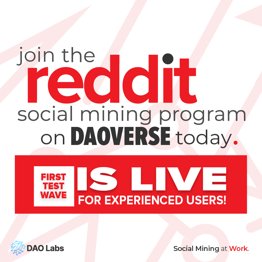 TheDAOLabs's tweet photo. At @theDAOLabs, we are proud to announce the public testing of the #DAOVERSE Reddit Program.

With this module, more Social Miners will make more earnings on our expanding ecosystem, proving #SocialMining to be a great #sidehustle .

Join our community: https://t.co/FuOh48tXOJ https://t.co/2ats5YPRpI