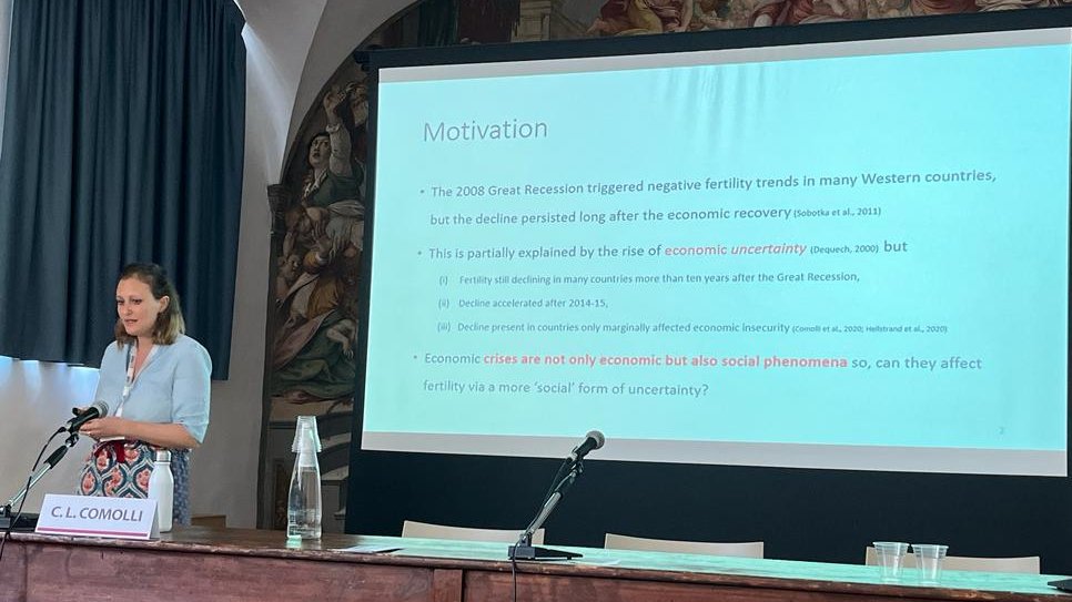 eufer_erc's tweet photo. The next speaker is @Chiacomolli (@Unibo) - her presentation deals with the link between social #uncertainty and #fertility intentions, from the Great Recession to the #COVID19 crisis. #EUFerConference https://t.co/hLB4gPrpc6