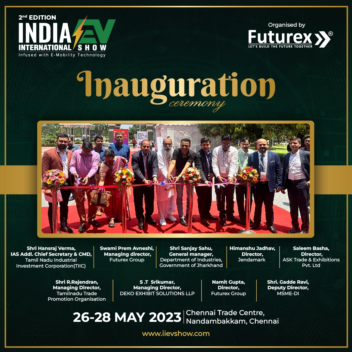 iievshow's tweet photo. Celebrating the grand opening of the 2nd India International EV Show at Chennai Trade Centre, Chennai, on May 26, 2023 Visit Now For An Unforgettable EV Experience - https://t.co/64eG4sHGuG
#EVConference #ElectricVehicles #EV #ChargingStation #Emobility #iievshow https://t.co/jHAJbEz7iA
