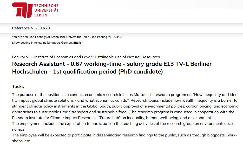 Interested in doing a PhD with me? Make sure to apply below by June 16 👇👇 jobs.tu-berlin.de/en/job-posting… (1/3) @TUBerlin @PIK_Climate