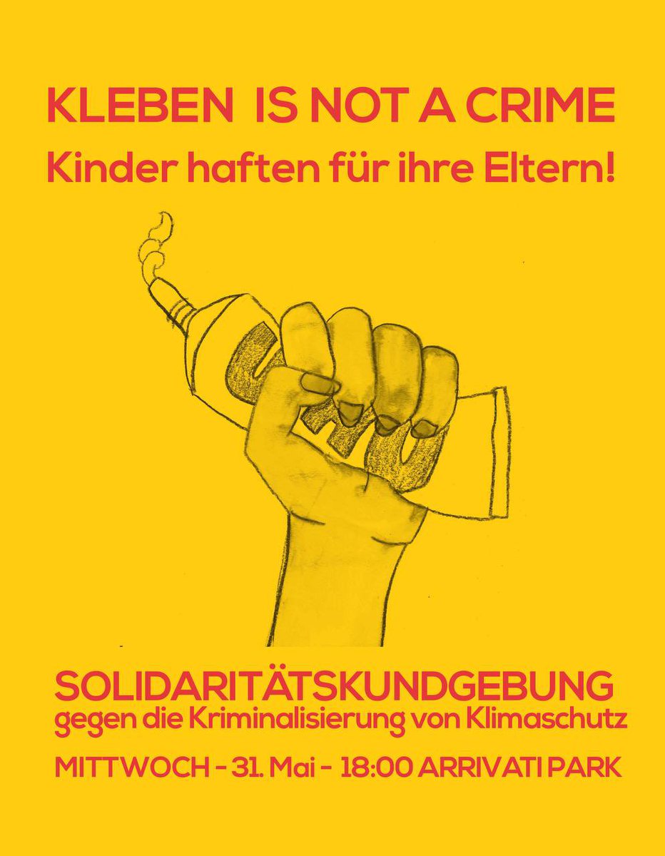 Marco Hosemann (@hosemann_hh) on Twitter photo Klimaschutz ist kein Verbrechen! Kommt alle zur Soli-Kundgebung für die <a href="/AufstandLastGen/">Letzte Generation</a> und andere von Repression betroffene Menschen am Mi, 31.05. um 18 Uhr zum Arrivati Park (beim Neuen Pferdemarkt) in #Hamburg! #HH3105 Klimaschutz ist kein Verbrechen! Kommt alle zur Soli-Kundgebung für die <a href="/AufstandLastGen/">Letzte Generation</a> und andere von Repression betroffene Menschen am Mi, 31.05. um 18 Uhr zum Arrivati Park (beim Neuen Pferdemarkt) in #Hamburg! #HH3105