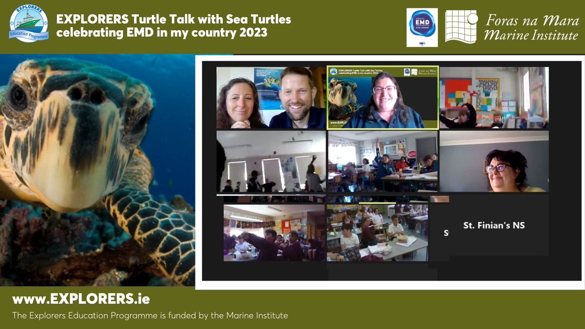 explorersedu's tweet photo. Thanks to Cat &amp; Dave, Explorers Officers from Donegal who shared their passion and Knowledge of Sea Turtles with schools from around Ireland today, for #EMD2023 and the launch of our new Turtle Talks with Sea Turtles Content on https://t.co/8mSsTew32z @MarineInst #turtletalks https://t.co/ODC24BSwPo