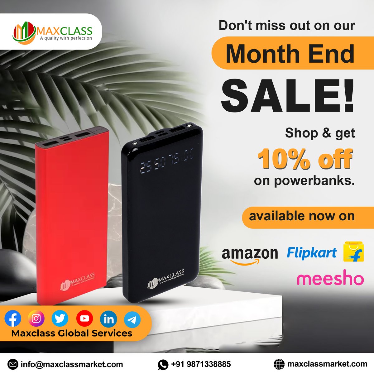 maxclasservices's tweet photo. Running out of battery is never an option, and now you can save some money while staying fully charged with our month-end sale. Grab a high-quality power bank now at a discounted price! 
https://t.co/UZsIvWKn8T 
@maxclasservices @meesho @webadmi38783188 @amazone @flipkartsupport https://t.co/xS3xjeHEWl
