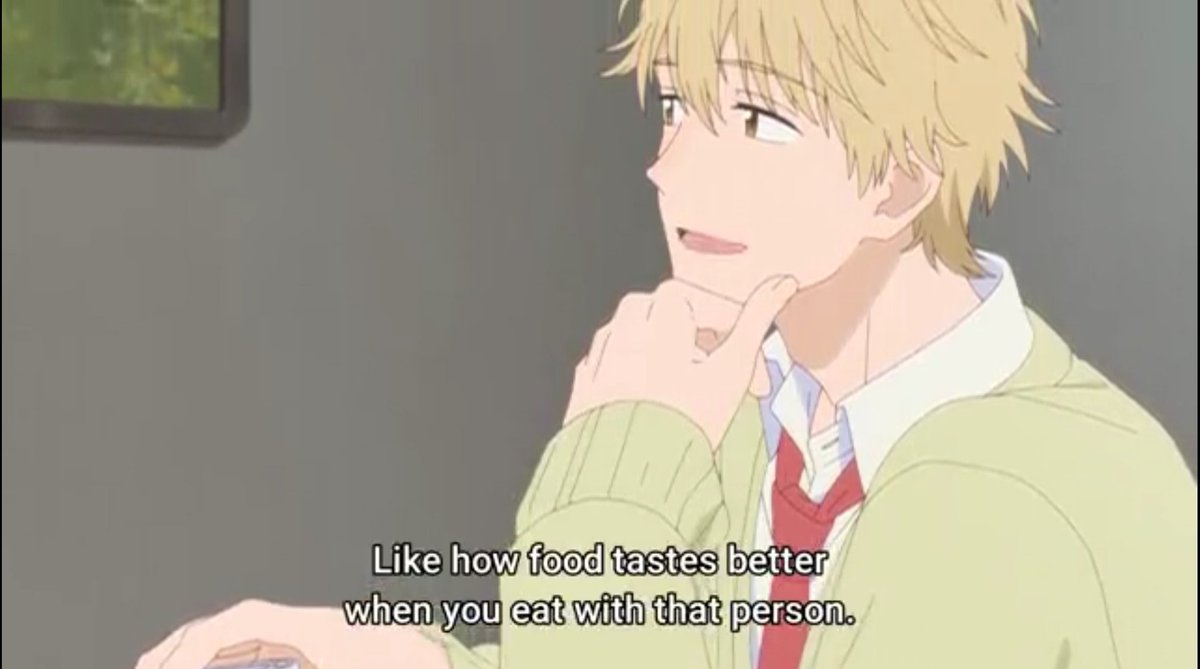 ilivewithwords's tweet photo. Skip to Loafer

"Well, it's not like everyone with similar taste gets along, either.

It's probably the little things that matter.
Like how the food tastes better when you eat with that person."

#quotes #anime #SkipToLoafer #SkipAndLoafer #gettingalong #food #littlethings https://t.co/yNFbzGlzuw
