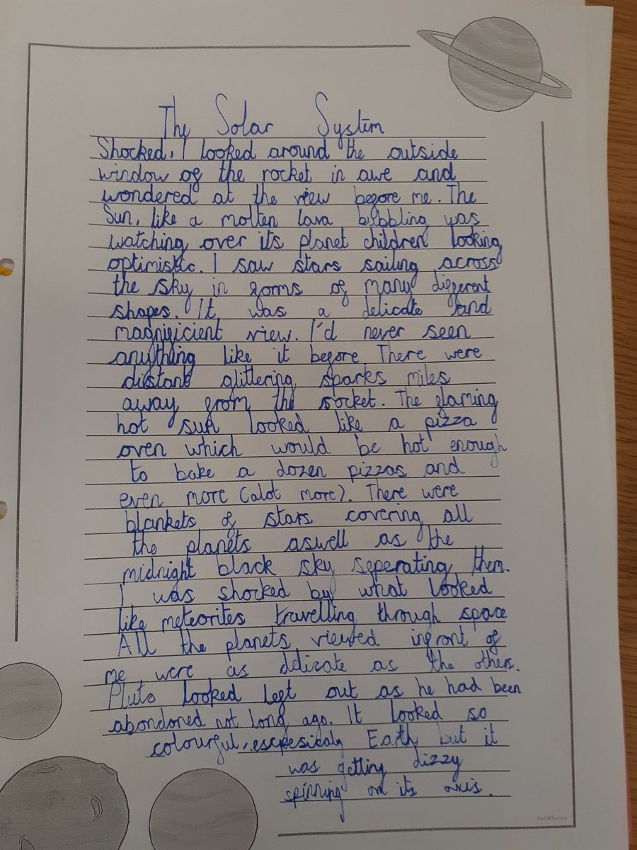 wroughtonjun's tweet photo. Education Snapshot: Year 5 have been busy writing descriptions of the solar system. They have been inspired by their learning in science this term. #proudtobelong #ks2writing https://t.co/mUi1rSKHCz