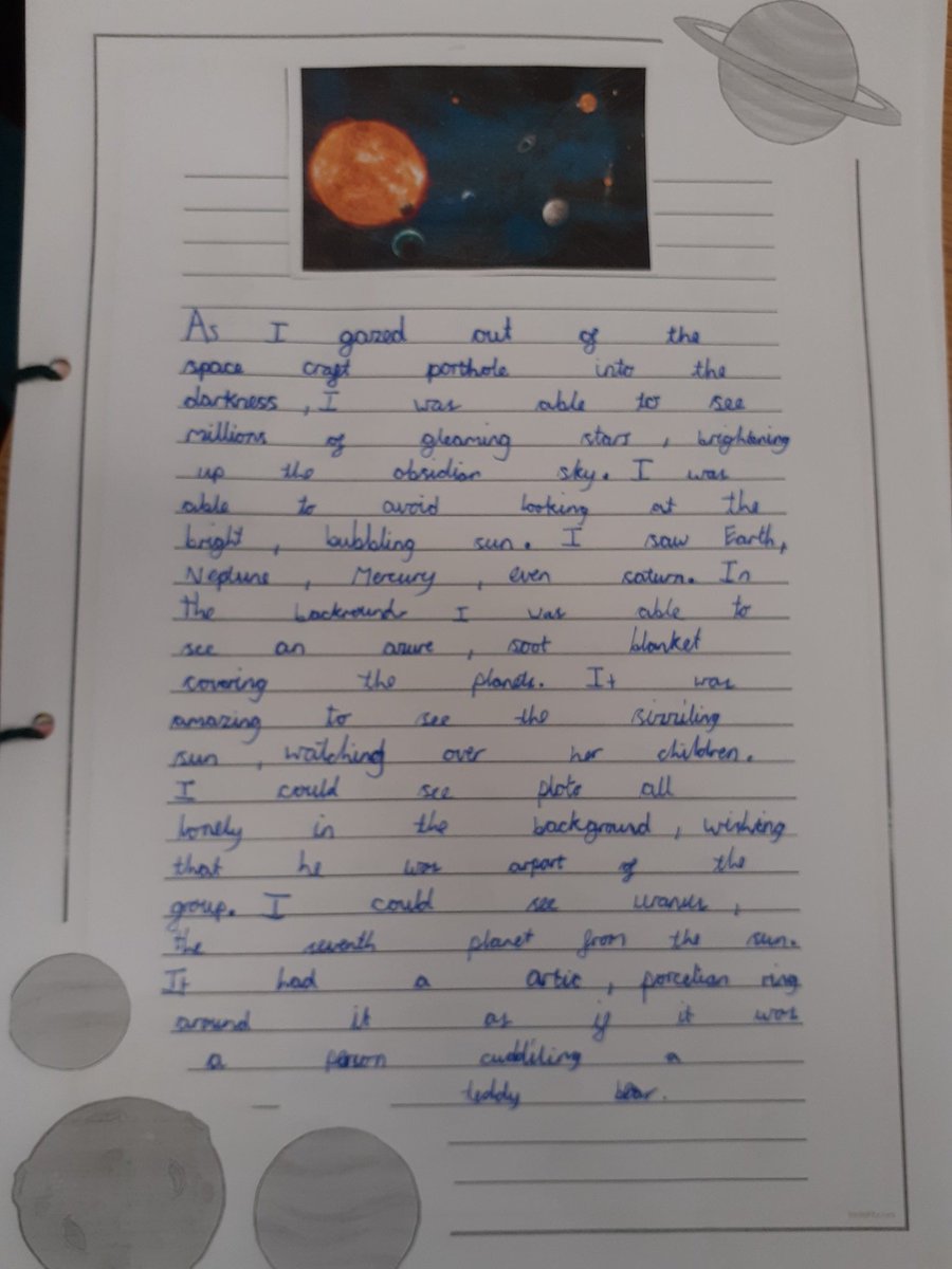 wroughtonjun's tweet photo. Education Snapshot: Year 5 have been busy writing descriptions of the solar system. They have been inspired by their learning in science this term. #proudtobelong #ks2writing https://t.co/mUi1rSKHCz