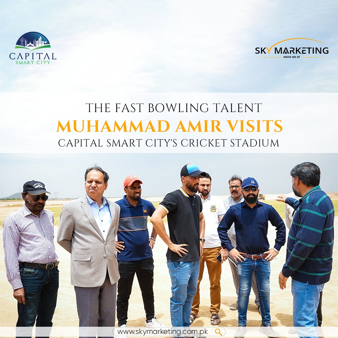 Muhammad Amir recently paid a visit to Capital smart city's cricket stadium & lauded the efforts of management for introducing world-class facility in the region to encourage cricket.
#SkyMarketing #1RealEstateMarketingCompany #CapitalSmartCity #MuhammadAmir #FastBowler