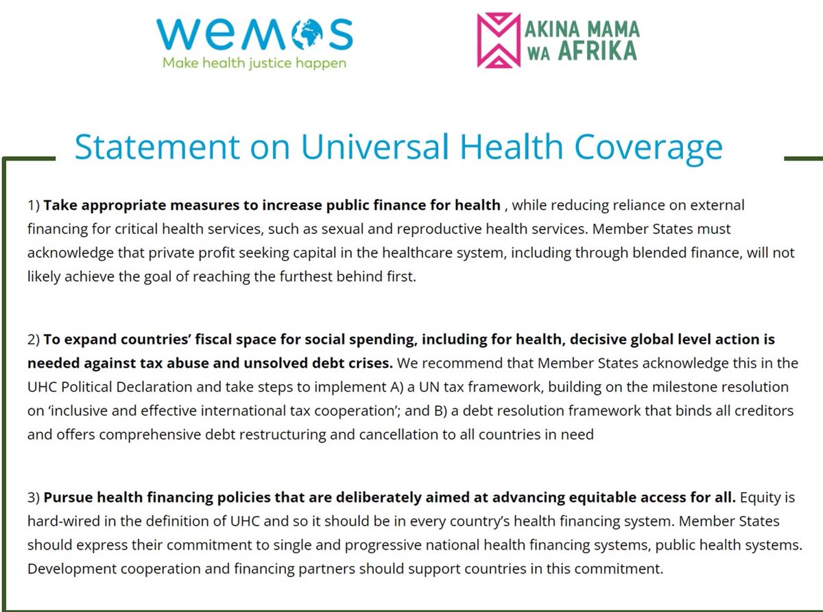 #WHA76, while WHO Member States just discussed progress towards #UHC and areas that need strengthening, @wemos and <a href="/amwaafrika/">Akina Mama wa Afrika</a> add our messages: strengthen public health systems #HFA!  bitly.ws/FCsF