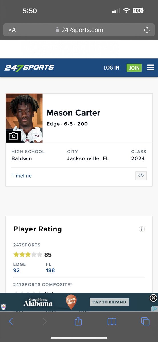 Extremely blessed to be ranked a 3⭐️
<a href="/247Sports/">247Sports</a> <a href="/indianbaldwinfb/">Baldwin Football(FL)</a>