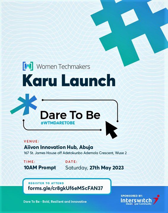 TGIF!🙌🏽

#Interswitch is delighted to join forces with <a href="/WomenTechmakers/">Women Techmakers</a>, a program powered by <a href="/Google/">Google</a> to drive visibility, community, &amp; resources for women in technology with the aim of building a world where women can thrive in tech. 

Register here lnkd.in/dgJXBJhz