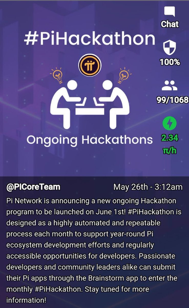 Pi Network is launching a monthly #PiHackathon program on June 1st. The program is aimed at building the Pi Network ecosystem through the submission of Pi apps via the Brainstorm app. Monthly winners will be selected from the participating pool. Stay tuned for more information.