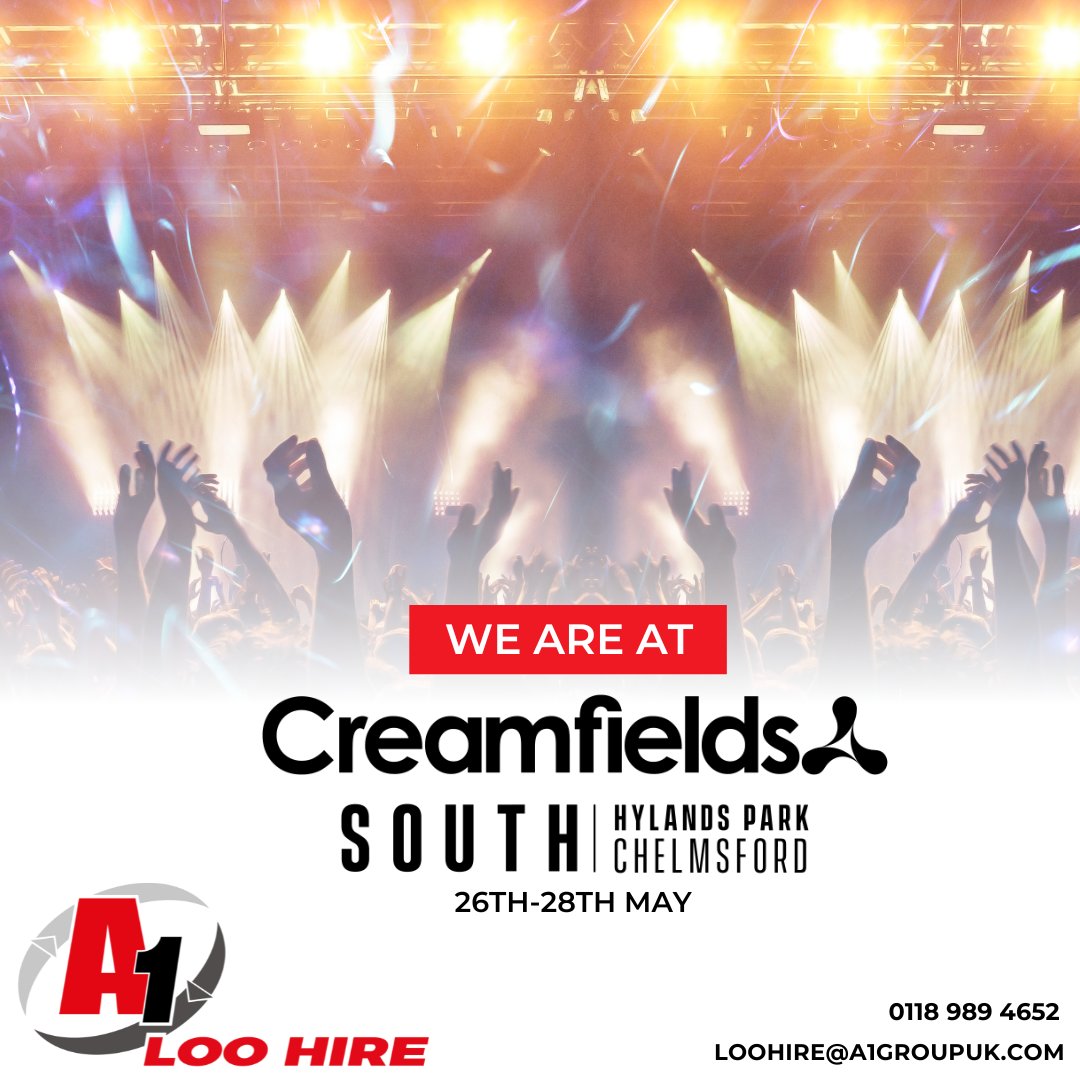 Where will you find us this weekend? 
We will be supplying toilets and our waste management services in and around the London/Essex area all weekend. 

Creamfields South, Chelmsford 
Ride London, Essex
Neighbourhood Weekender, Warrington
 
#a1loohire #events #festivals #a1group