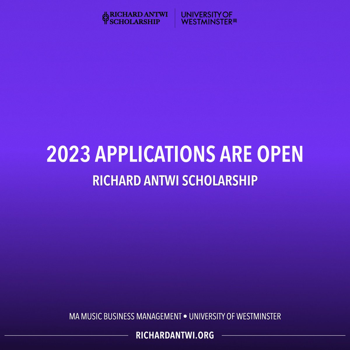 📢 Attention all future music industry leaders; @UniWestminster is still accepting scholarship applications from underrepresented communities who already hold an offer of a place on the Music Business Management MA course. 📌Apply by 30th June here: westminster.ac.uk/study/fees-and…