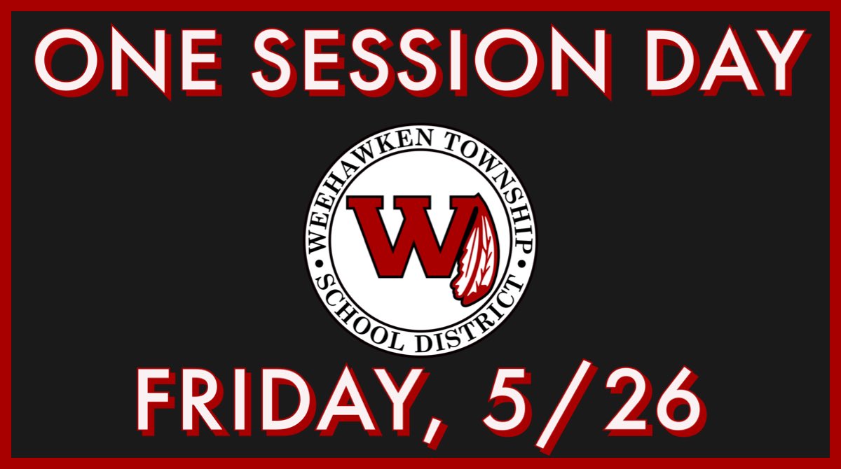 Weehawken Schools (@weehawkentsd) on Twitter photo Reminder - today will be a one session day for students & staff. <a href="/EricCrespoEDU/">Eric Crespo</a> <a href="/FAmato53/">Francesca Amato</a> <a href="/al_orecchio/">Al Orecchio</a> <a href="/RobFerullo4/">Robert Ferullo</a> <a href="/SuzanneMera/">Mrs. Mera</a> <a href="/McginleyIsabel/">Isabel McGinley</a> <a href="/StefanieCirill1/">Stefanie Cirillo</a> @WTSDGuidance53 <a href="/DeStefanoEDU/">Dr. Nicholas J. DeStefano</a> <a href="/MrsCullinane/">Jacqueline Cullinane</a> <a href="/bcalligy/">Brian Calligy</a> <a href="/BriannaReganEDU/">Brianna Regan</a> Reminder - today will be a one session day for students & staff. <a href="/EricCrespoEDU/">Eric Crespo</a> <a href="/FAmato53/">Francesca Amato</a> <a href="/al_orecchio/">Al Orecchio</a> <a href="/RobFerullo4/">Robert Ferullo</a> <a href="/SuzanneMera/">Mrs. Mera</a> <a href="/McginleyIsabel/">Isabel McGinley</a> <a href="/StefanieCirill1/">Stefanie Cirillo</a> @WTSDGuidance53 <a href="/DeStefanoEDU/">Dr. Nicholas J. DeStefano</a> <a href="/MrsCullinane/">Jacqueline Cullinane</a> <a href="/bcalligy/">Brian Calligy</a> <a href="/BriannaReganEDU/">Brianna Regan</a>