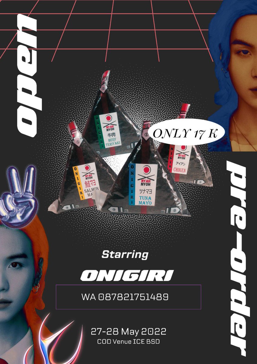 shopee_add's tweet photo. Hallow army unch!!👋🏻
eits..sblm ketemu ayank jgn smpe KELAPERAN!
open PO onigiri:
📍 Tuna Mayo
📍 Chicken
📍 Beef Teriyaki
📍 Salmon mayo

🚨 ONLY 17 K 🚨
Tangan udh penuh sm printilan dan LS, yuk cari yg gak ribet! 
#ICEBSD
#SUGA_AgustD_TOUR #SUGA_AgustD_TOUR_in_Jakarta https://t.co/4iJi7E6iKr