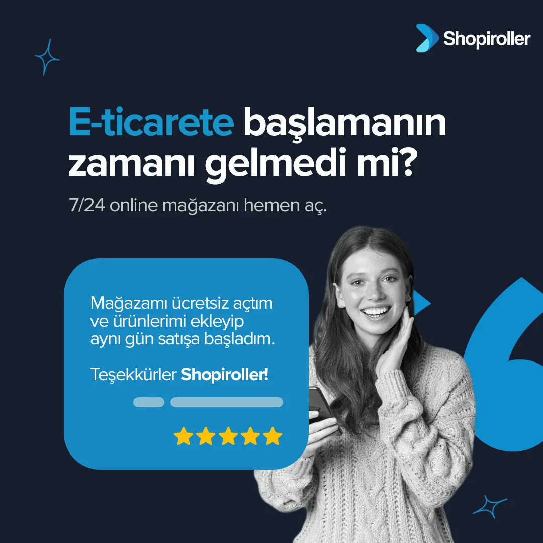 ⚠️ Ürünlerini sadece sosyal medyadan pazarlayarak sınırlama! 🚀 Hemen buff.ly/3Ii11zs ziyaret et, ücretsiz mağazanı oluştur ve 7/24 çevrimiçi mağazanı aynı gün güvenle aç!

Kod bilgisi olmadan kullanımı kolay kullanıcı paneli ile Shopiroller'ı dilediğin gibi keşfet!