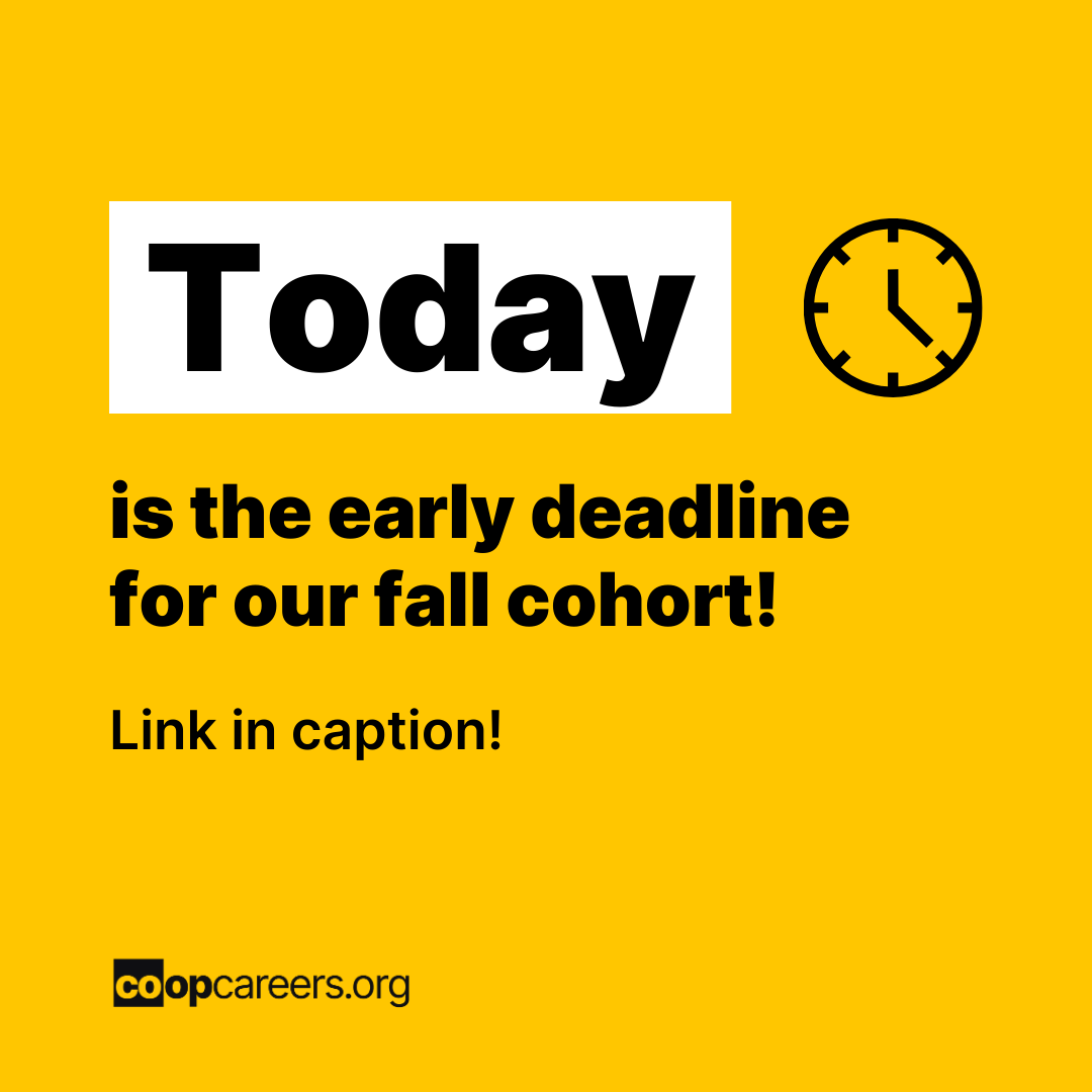 coop_cx's tweet photo. Last call for digital dreamers! โฐ The early deadline for our fall cohort is today! Don't miss out on mentorship, networking, professional development, and career opportunities. ๐ Apply now!
#coopcareers #overcomingingunderemployment #networkgap https://t.co/AyF2rG9PHp
