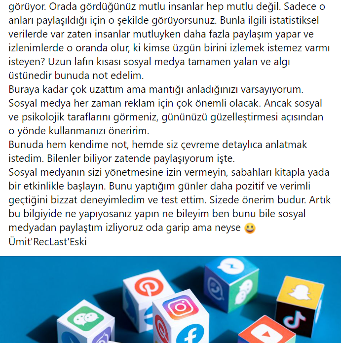 RecLastTV's tweet photo. Sosyal medya kullanımı hakkında ufak tavsiye. #socialmedia #sosyalmedya #umiteski https://t.co/HSyHHY8bPA