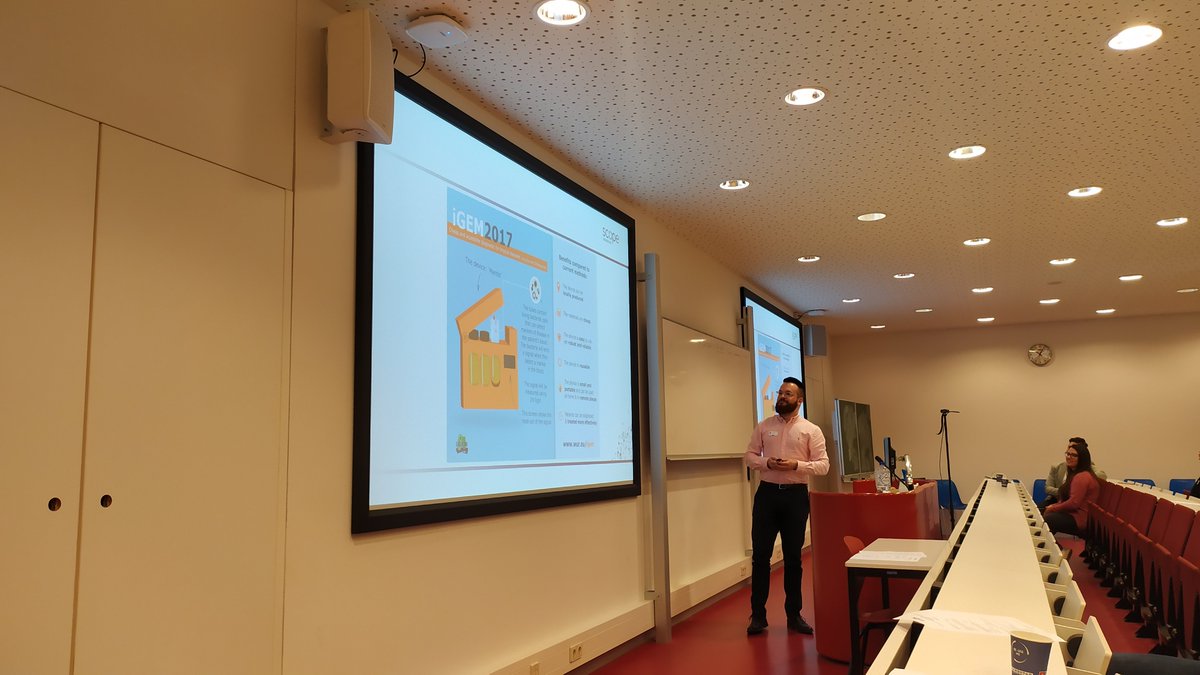 SynBio_NL's tweet photo. Now listening to the ups and downs of the synbio journey from @igem projects to startups with @SavelkoulNiek 

#expandinghorizons with #synbionl https://t.co/hHtwdz0fjR
