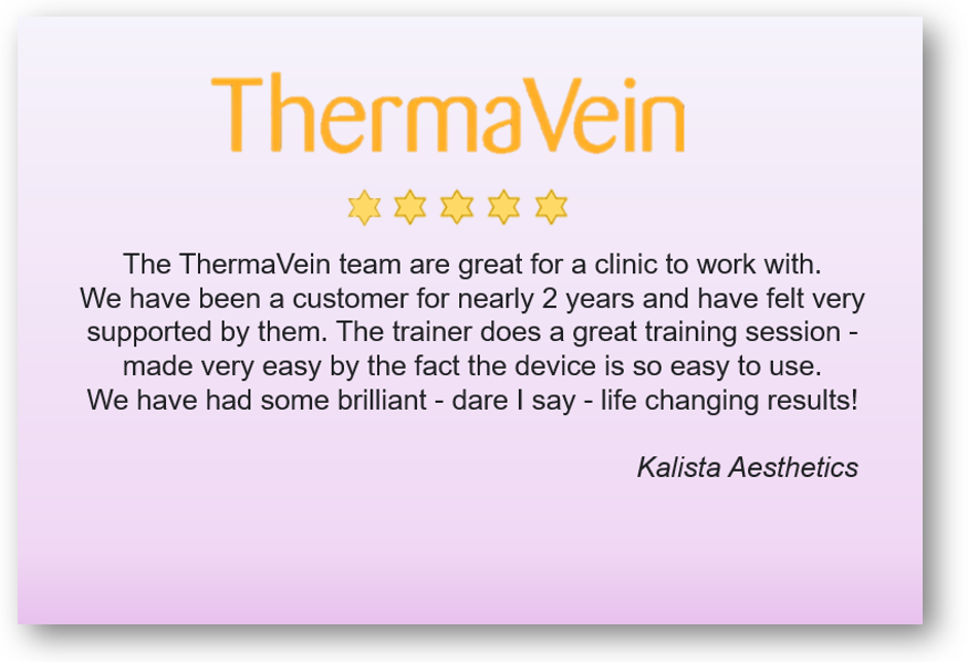 thermavein's tweet photo. A lovely review of ThermaVein by the wonderful team at Kalista Aesthetics. To some people, ThermaVein does offer life changing results.
Email: info@thermavein.com
#threadveins #spiderveins #aesthetics #veins #beauty #thermavein https://t.co/qI7KHZBPAU