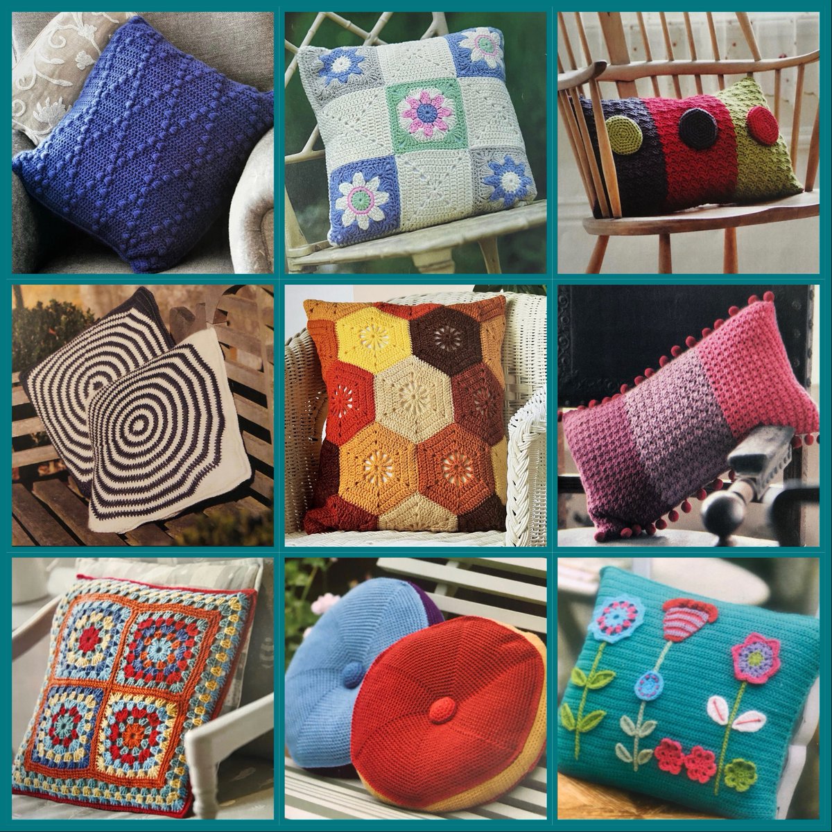 Planning on having a relaxing weekend? 
Why not crochet a cushion or two 🧶😌
Here are a few cushion Patterns in my Etsy shop ☺️
#yarn #crochet #wip #weekend #MHHSBD #crafts #cushions #gifts #quirky #random #magic #craftbizparty #yarncrafts #relaxing etsy.com/uk/shop/DWCroc…