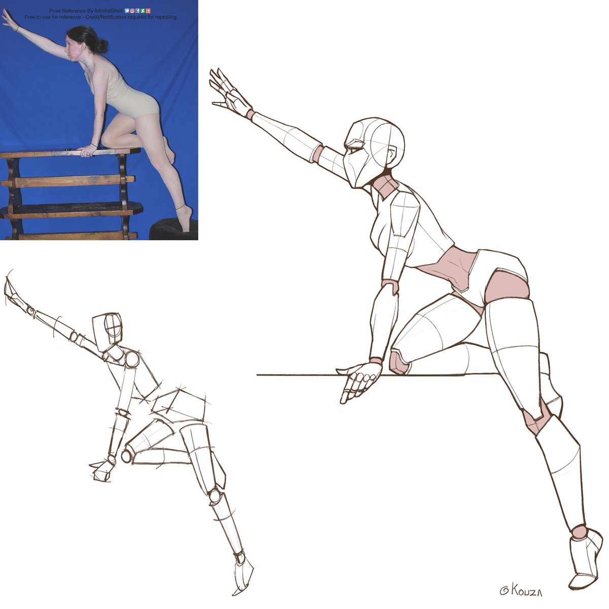 Pose study in 'dummy' way, for practice block out.  
instagram.com/kouzanagi/

@adorkastock
for nice pose ref.
 #comics #art #manga #drawing #sketch #anime #digitalart #digitalpainting #cute #lineart #arttutorial #arttipsandtricks #howtodraw #poses
