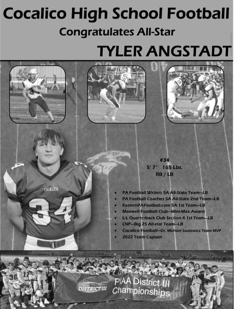 CoachStrohl's tweet photo. Best of luck to LB Tyler Angstadt and the rest of the Lancaster All-Stars who will take on the Berks/Lebanon All-Stars tonight at 7:00 at Manheim Central.  Should be a great night for football! https://t.co/n6gKTlscKm