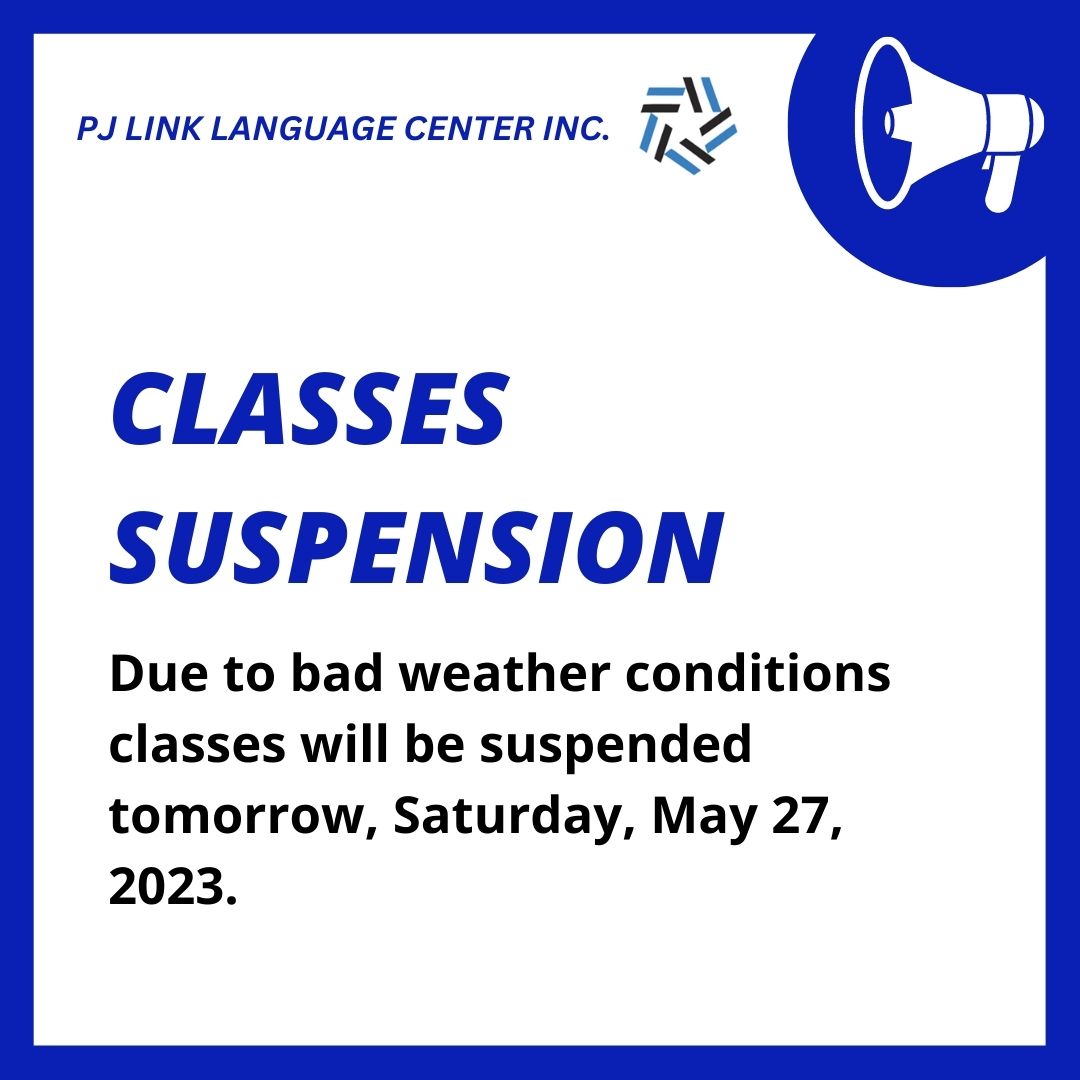 PjLinkManila's tweet photo. Due to inclement weather brought by tropical cyclone Mawar (BettyPH), all our classes will be suspended tomorrow, Saturday, May 27, 2023.

The safety and well-being of our students and teachers is our top priority.  Please keep safe and dry. https://t.co/tOgNSGmG4d
