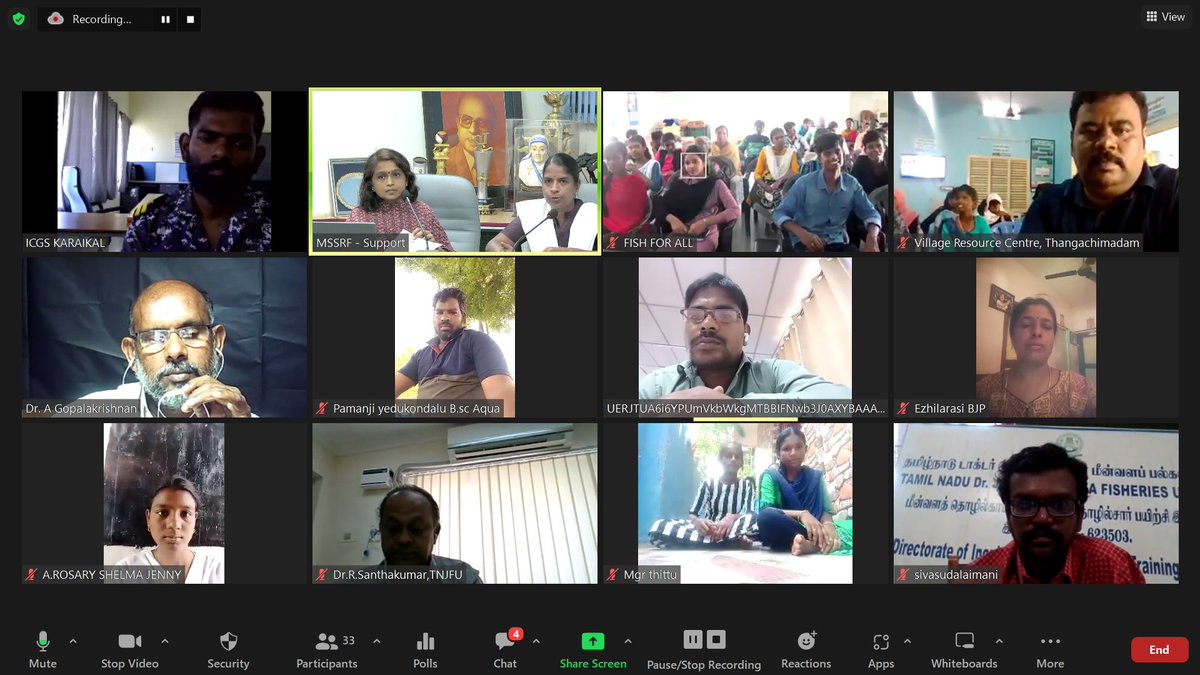 First-of-its-kind virtual #careerguidance programme for wards of #fisherfolk in #TamilNadu &amp; #Puducherry was hosted by <a href="/mssrf/">MSSRF</a>'s Fish for All Centre today.
Over 200 students benefited from participation by <a href="/TNJFU_OFFICIAL/">Tamil Nadu Dr.J.Jayalalithaa Fisheries University</a> <a href="/AnnamalaiUni/">Annamalai University</a> <a href="/IndiaCoastGuard/">Indian Coast Guard</a> <a href="/CifnetH/">CIFNET</a> Alagappa University