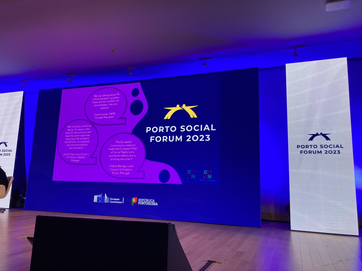 We <a href="/Kjellsortering/">Kjell Larsson</a> &amp; <a href="/FreekSpinnewij1/">FreekSpinnewijn</a> are honoured to represent <a href="/FEANTSA/">FEANTSA</a> at important  #PortoSocialForum2023 to discuss priorities for future EU social policy.  

The fight against #homelessness must obviously be one!!