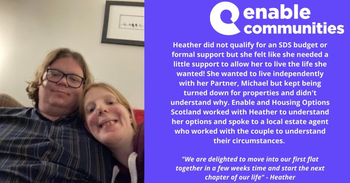 Glad to say this dream is becoming a reality for me with thanks <a href="/LaurenEnable/">Lauren_Enable</a> for all her help in guiding me through this also great to have some input from <a href="/hos_jil/">JilHOS</a> and <a href="/HousingOpsScot/">Housing Options Scotland</a> really can’t wait to have my own place we move on Tuesday!