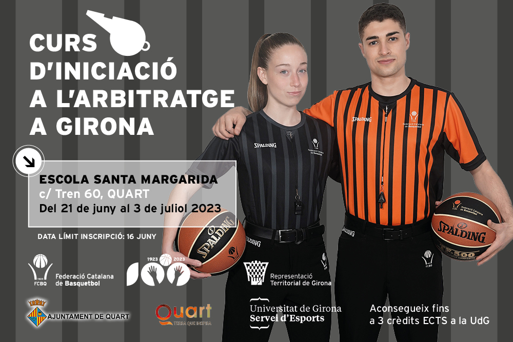 RTGirona's tweet photo. 📢CURS D'INICIACIÓ A L'ARBITRATGE A GIRONA
📍l'Escola Santa Margarida (Quart)
📆Del 21 de juny al 3 de juliol.
📝https://t.co/jwozoEmymV
▶️ https://t.co/L1NYW4cElC
@FCBQarbitres @Carles_Martos https://t.co/tMULqDwSdX