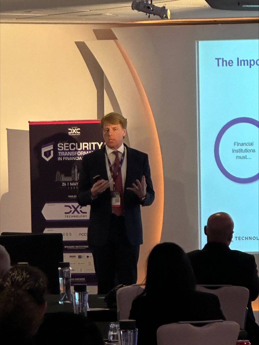 Our Title Sponsor speaker Mark Hughes, President Security from @DXCTechnology speaking on “Revolutionizing the Customer Experience with Security Transformation” at our Security Transformation in Financial Services Summit 2023. #sxf23 #kinfosevents #cx