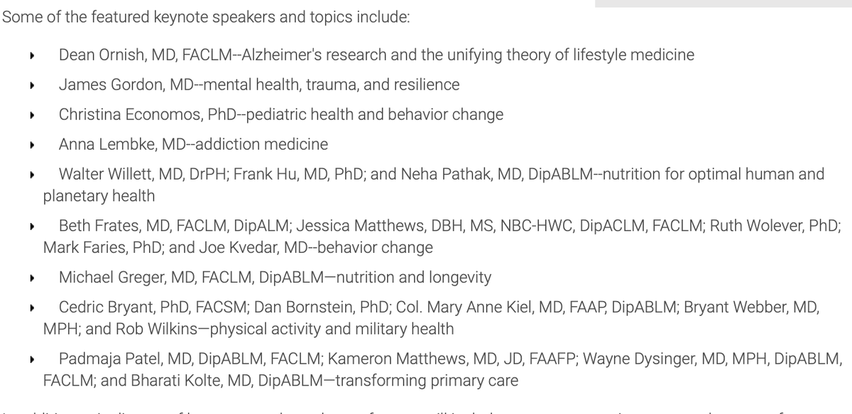 BethFratesMD's tweet photo. Check out the list of speakers for the @ACLifeMed annual conference this fall. What an excellent way to get CME+connect with passionate colleagues looking to transform health+healthcare with lifestyle medicine.  Sign up today before we sell out! #Health  https://t.co/PycxS4Rh9F https://t.co/cLuHNQ3bd1