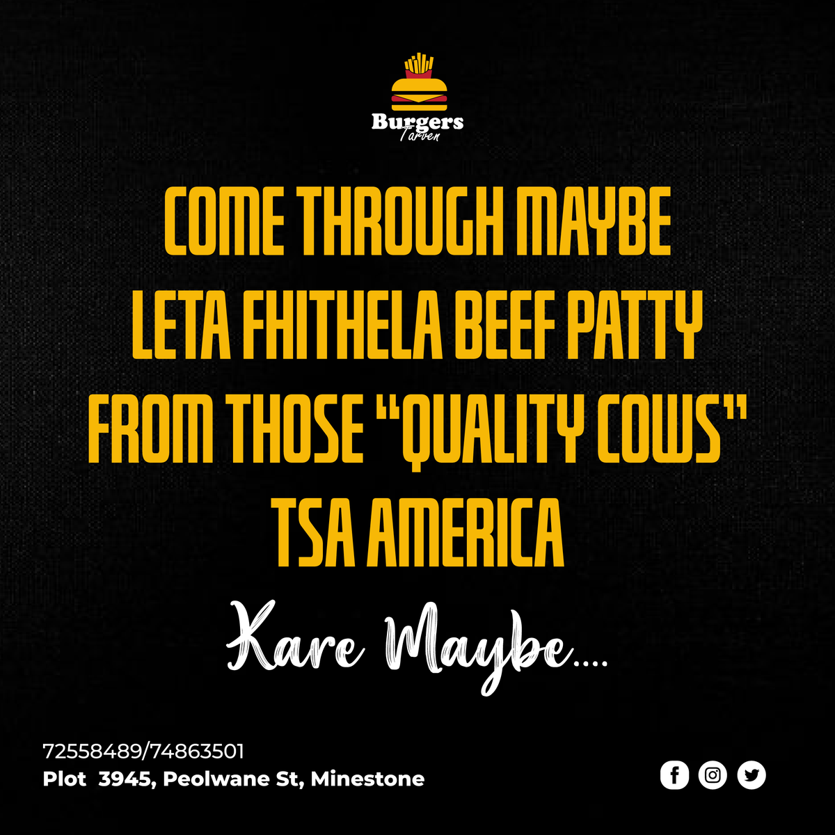 BurgersTarven's tweet photo. Le ithaganele.... https://t.co/HBM4VZBscM