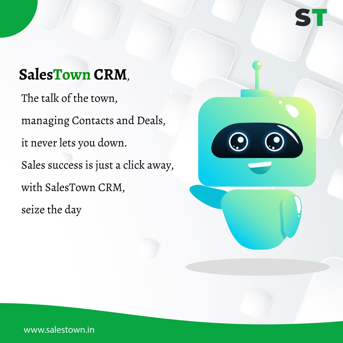 SalestownCrm's tweet photo. Experience the power of SalesTown CRM, where sales success is just a click away! #CRMExcellence 🙌
.
visit for more - https://t.co/tAvTZw4yBB
.
.
#Salestown #TalkOfTheTown #SalesManagement #SeizeTheDay #SalesSuccess #CRM #ContactManagement #DealManagement #SalesProductivity https://t.co/fbpNUytkZx