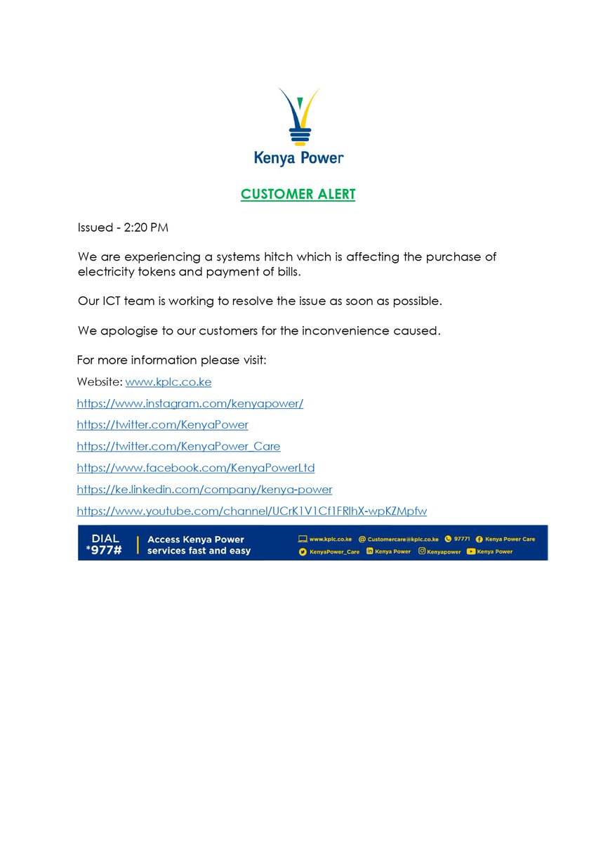 The Kenya Power & Lighting Company Plc. on Twitter