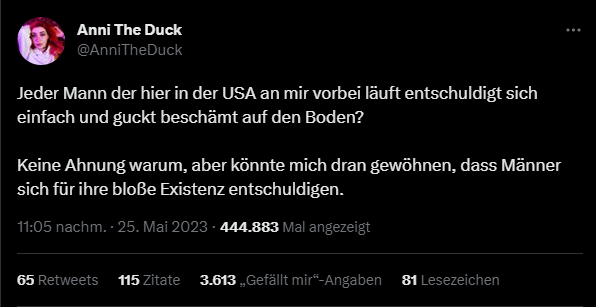 Wie viel #Sexismus willst du von dir geben?
Anni The Duck: 'Ja'