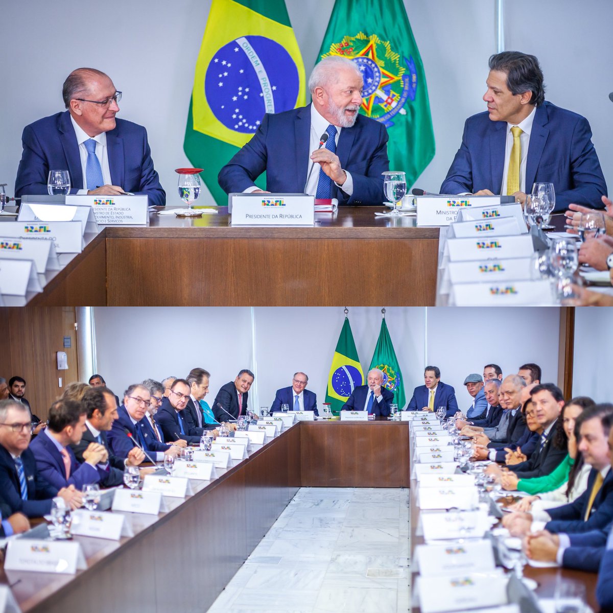 Haddad_Fernando's tweet photo. Com o Presidente @LulaOficial e @geraldoalckmin recebendo trabalhadores e empresários da indústria automobilística. Gerar empregos, desenvolver a indústria nacional e fazer com que o poder de compra do trabalhador volte a crescer. 
📷 Diogo Zacarias https://t.co/KH6JlLbpzA