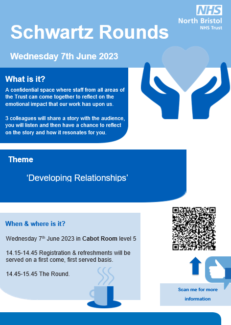 Save the date: 7th June 2.45-3.45pm in Cabot meeting room and come and join our Schwartz Round  <a href="/NBT_Staffpsych/">NBT Staff Psychology Team</a> #NBTCares ☕️🥪
