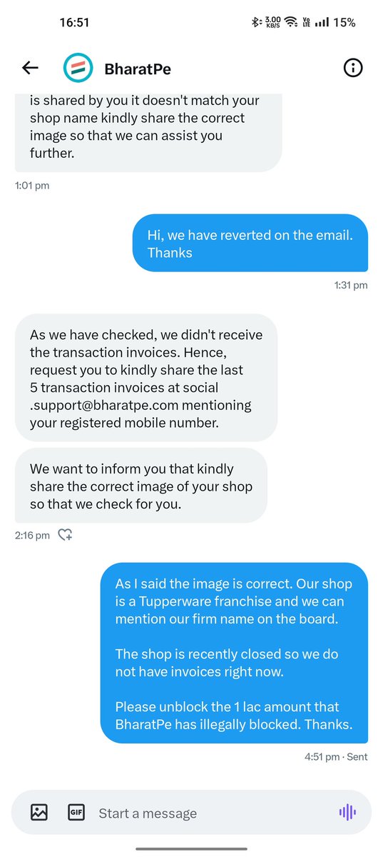 WasimPariyani's tweet photo. Hi, still no proper support. My 1 lac rupees remain blocked. They are asking for same question 10 times! https://t.co/VNYQRBu9PS