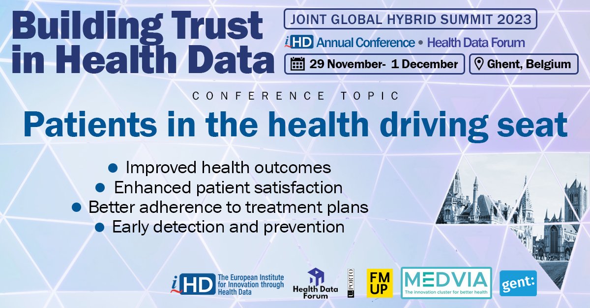 Join “Building Trust in Health Data” to learn more about the potential of putting patients in the health driving seat.

More info 👉 i-hd.eu/ac2023/

#PatientEmpowerment #HealthData