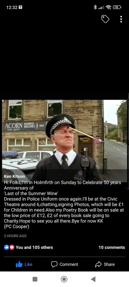 Also our very own Pc Cooper will be in holmfirth on Sunday