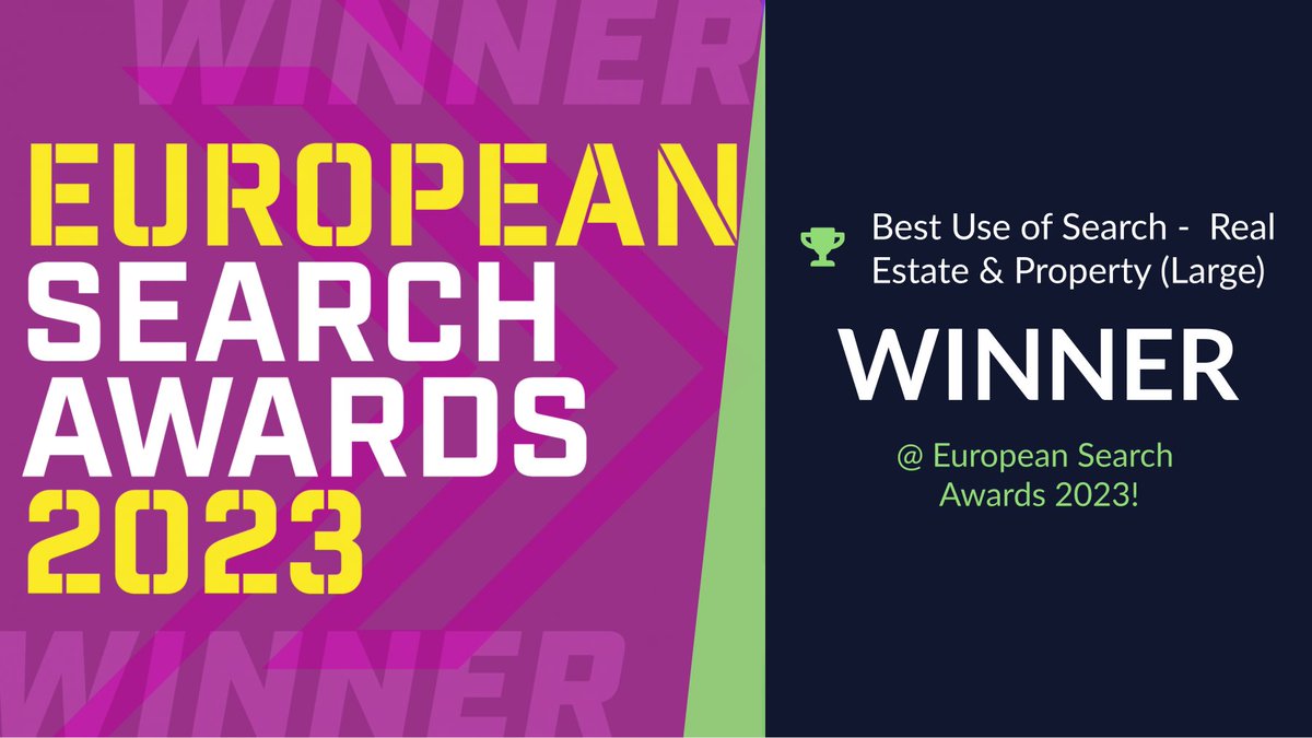 We're celebrating an award win at last night's #EUSearchAwards in Lisbon, taking the trophy for Best Large Search Campaign in the Real Estate &amp; Property sector! 🏆

We were also finalists in seven other categories! Congratulations to our talented SEO team - very well deserved 👏