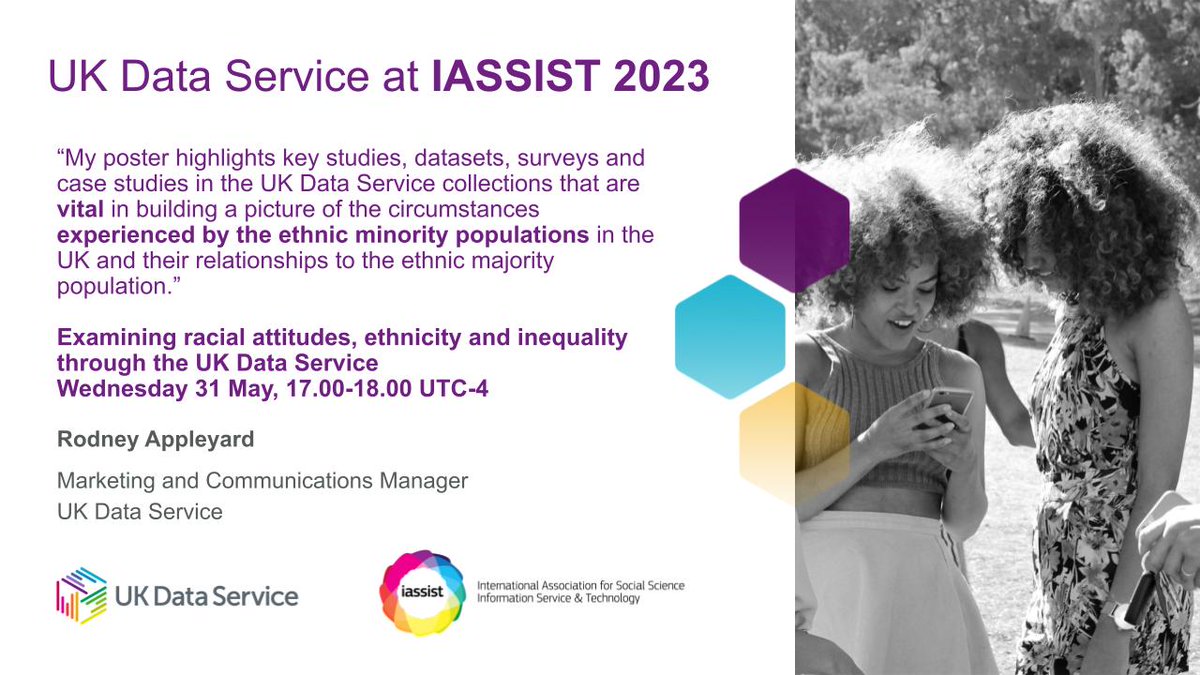 UKDataService's tweet photo. Exploring the theme of #iassist2023: Diversity in research: Social justice from data - a preview of Rodney Appleyard's presentation https://t.co/Jw45vz08TC. Do drop by his stand to discuss in more detail next week in Philadelphia! https://t.co/kdeaZ7ewub
